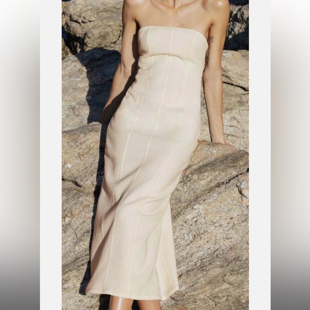 Zara Strapless Cream Dress